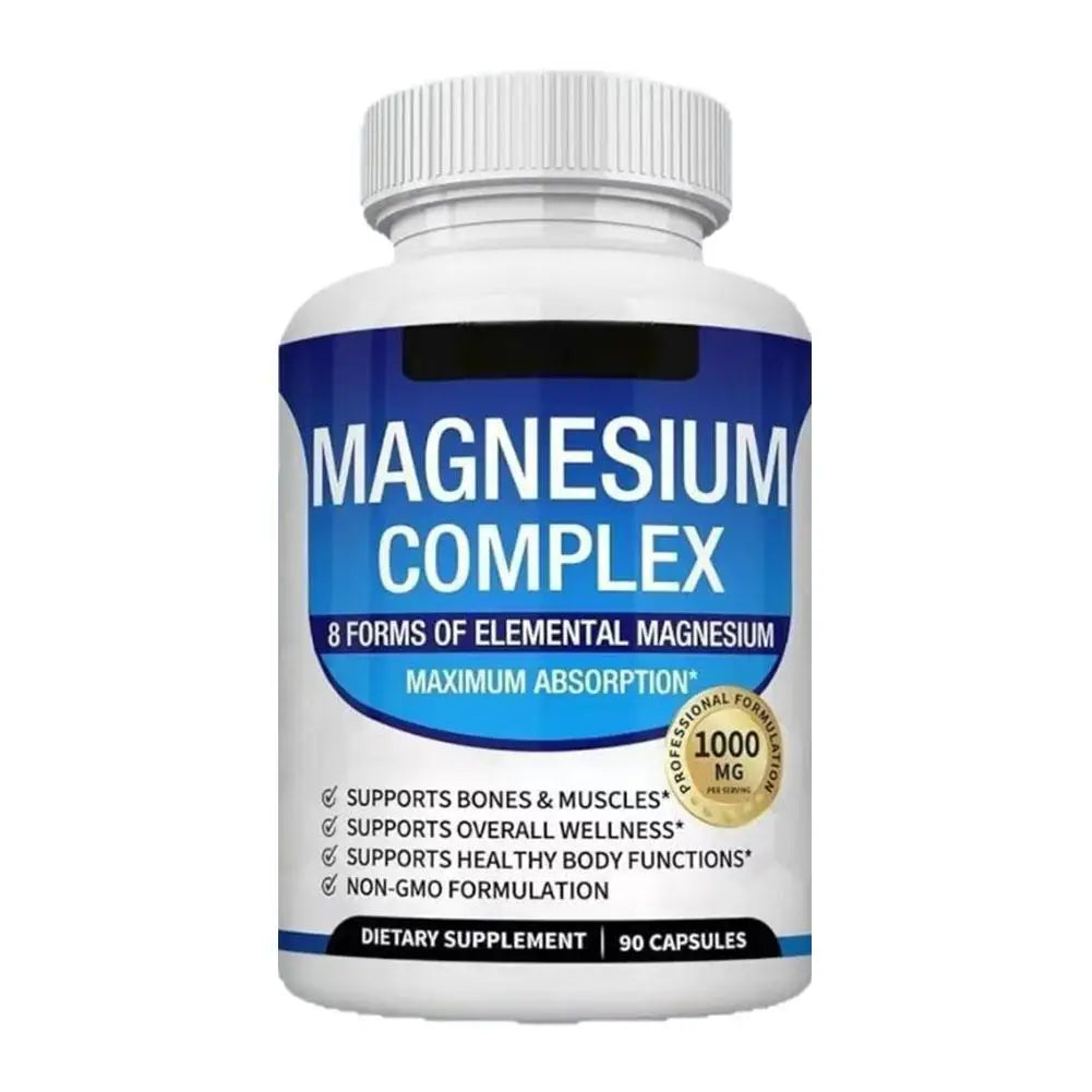 Magnesium Complex 1000MG Supplement 90 Capsules Supports Healthy Body Functions Muscle Bone Health Dietary Supplement
