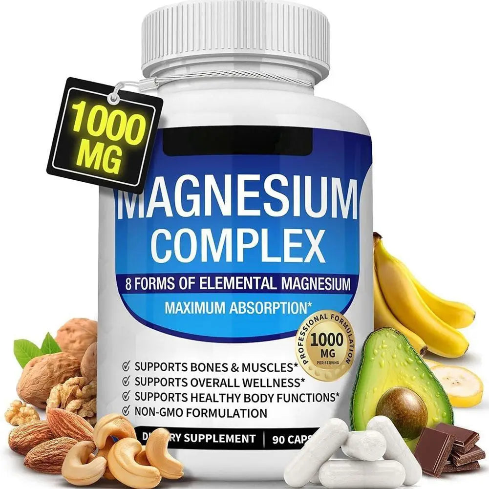 Magnesium Complex 1000MG Supplement 90 Capsules Supports Healthy Body Functions Muscle Bone Health Dietary Supplement