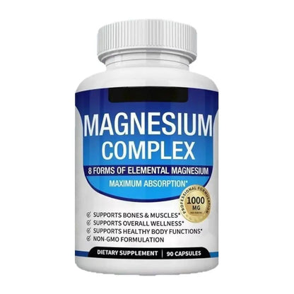 Magnesium Complex 1000MG Supplement 90 Capsules Supports Healthy Body Functions Muscle Bone Health Dietary Supplement