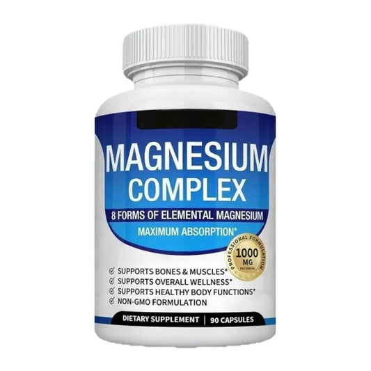 Magnesium Complex 1000MG Supplement 90 Capsules Supports Healthy Body Functions Muscle Bone Health Dietary Supplement